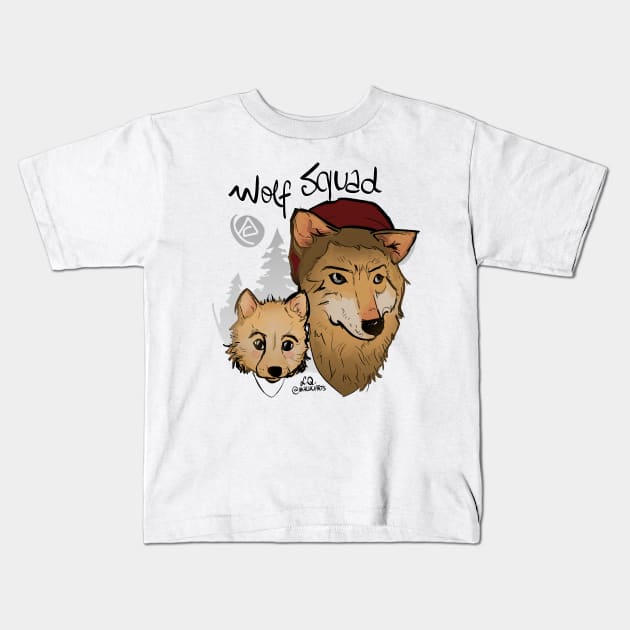 Wolf Squad Kids T-Shirt by @akaluciarts